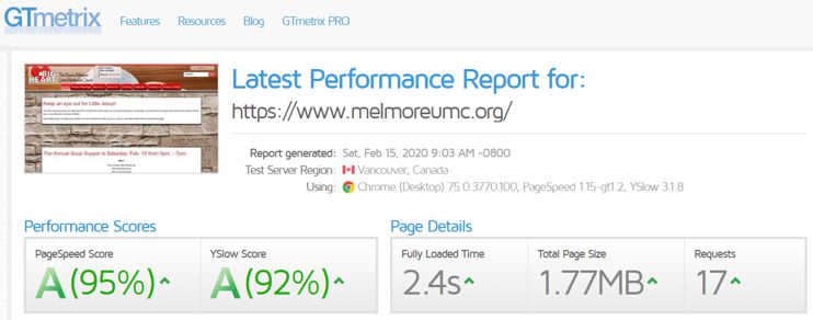 gtmetrix score melmoreumc